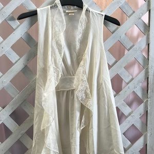 Cream Lace Sleeveless Cardigan